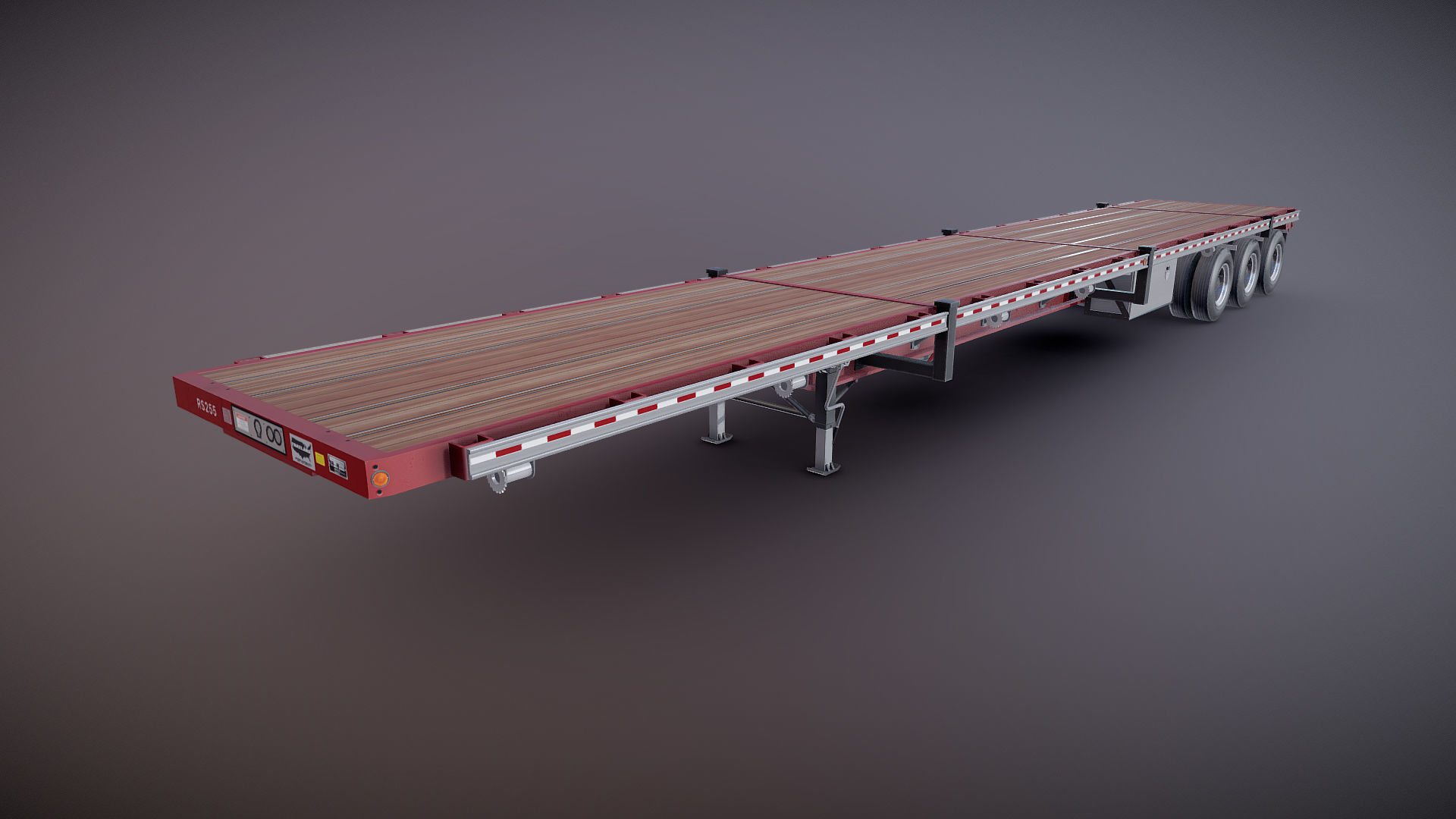 Flatbed Trailer Low-poly 3D model_27