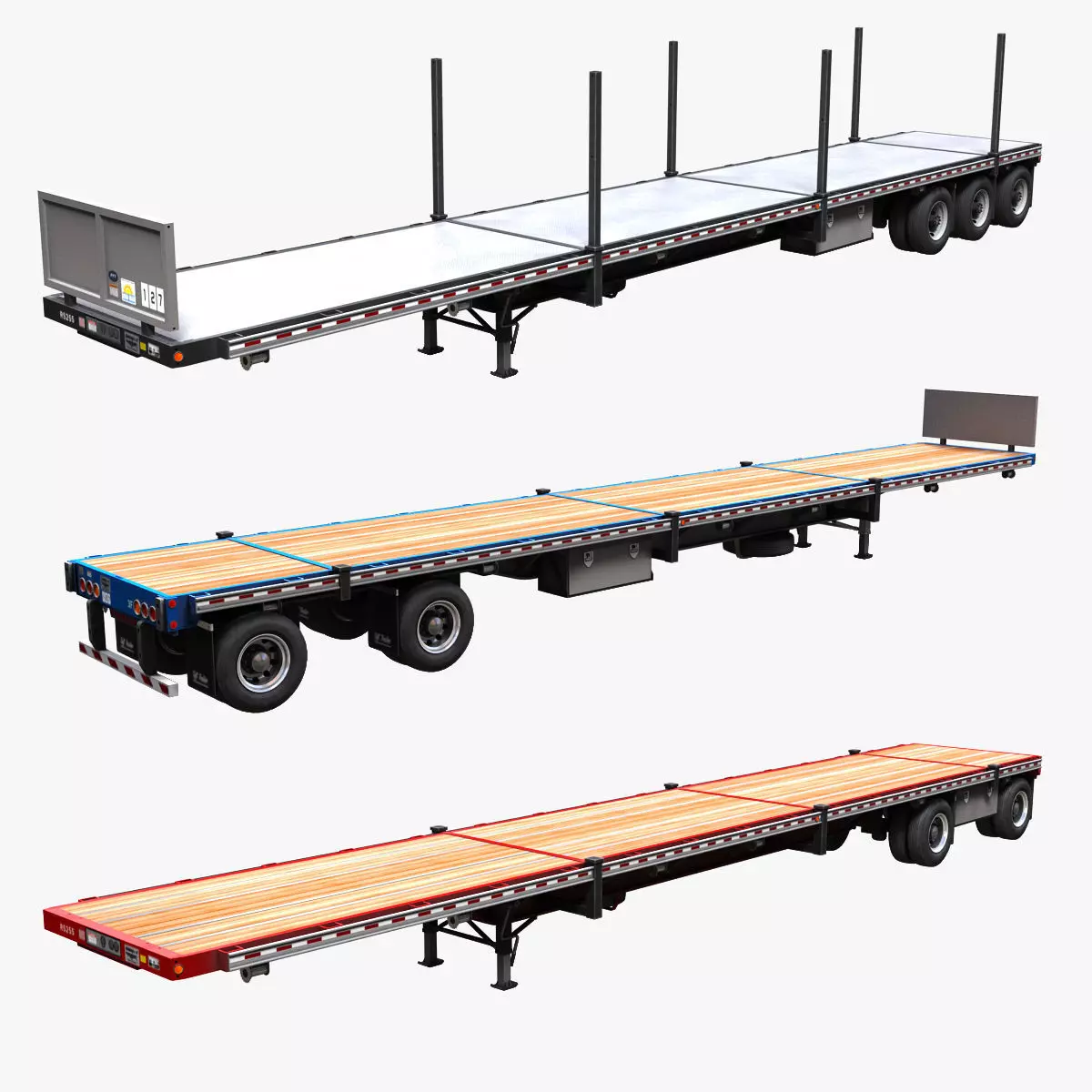 Flatbed Trailer Low-poly 3D model_0