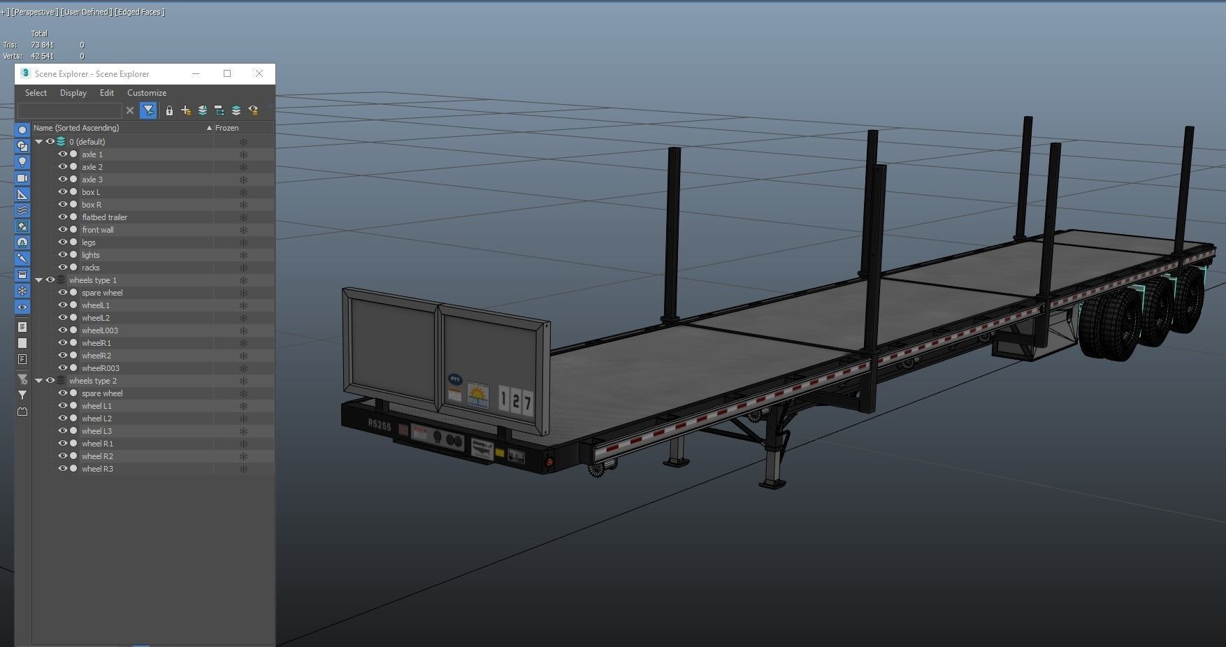 Flatbed Trailer Low-poly 3D model_39