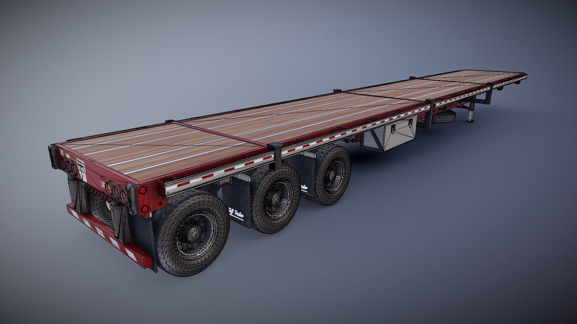 Flatbed Trailer Low-poly 3D model_29