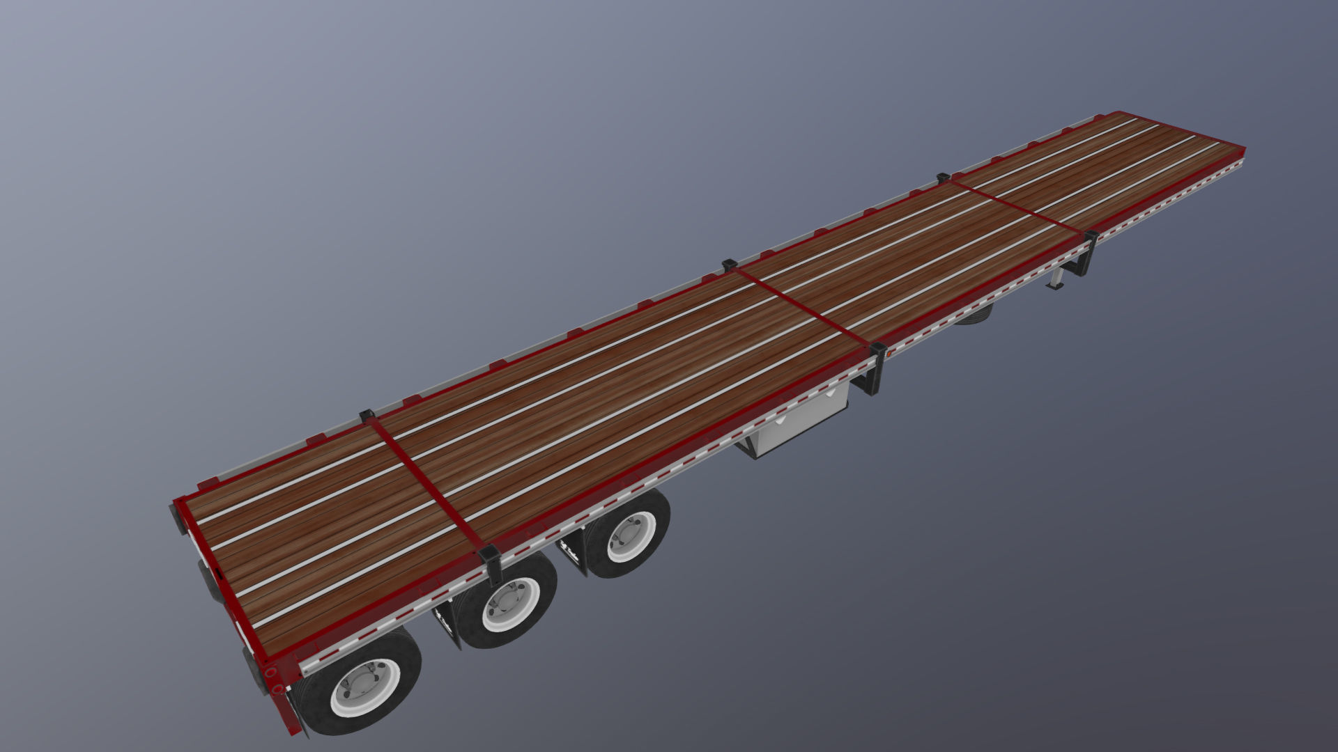 Flatbed Trailer Low-poly 3D model_37