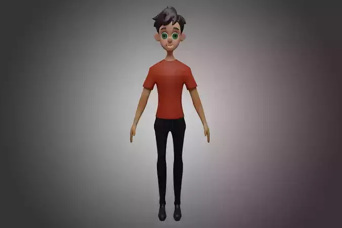 Stylized-boy cartoon character with glasses and shirt