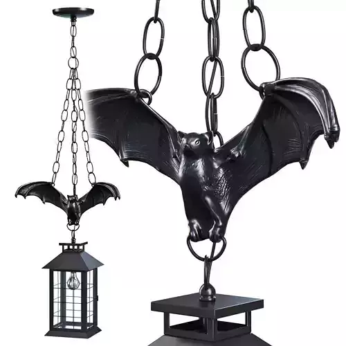 Light Gothic Style Bronze  Iron Bat Motif Lantern 3D model