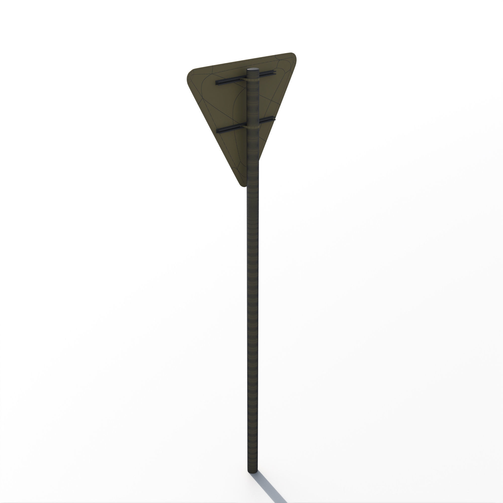 Road sign - Give way 3D model_9