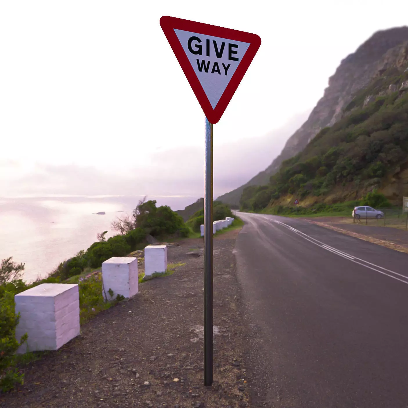 Road sign - Give way 3D model_0