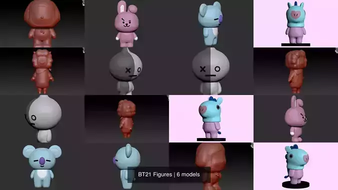 BT21 Figures 3D Model Collection