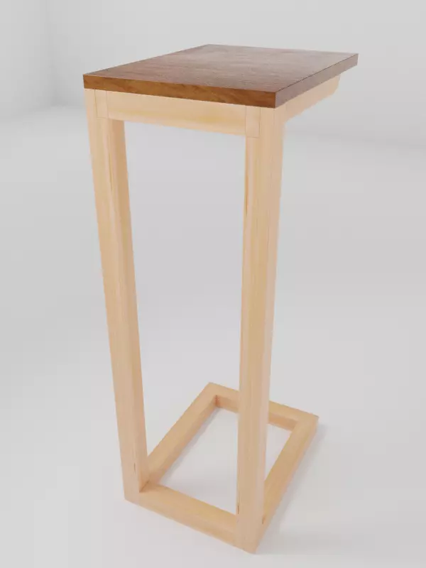 Wooden C table Free 3D model