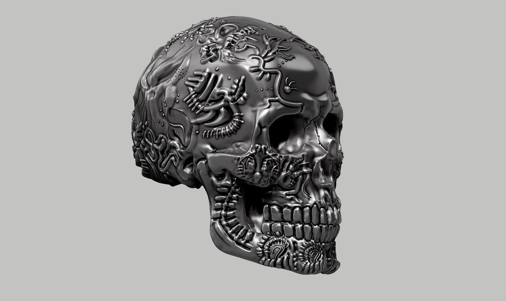 skull art design a06 3D print model_2