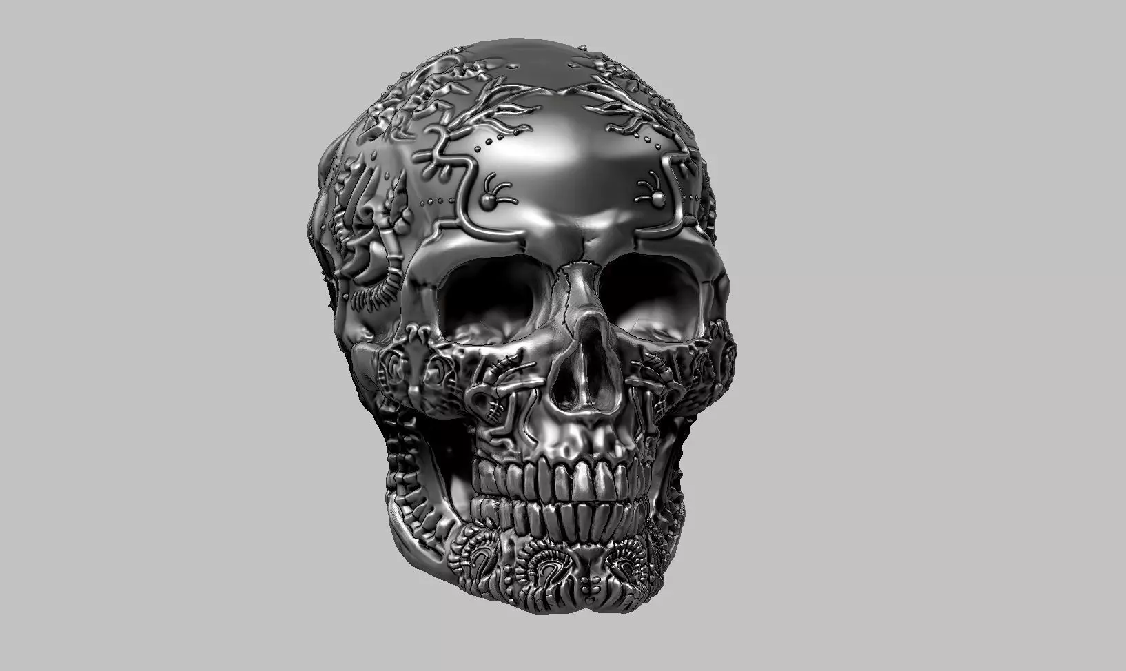 skull art design a06 3D print model_0