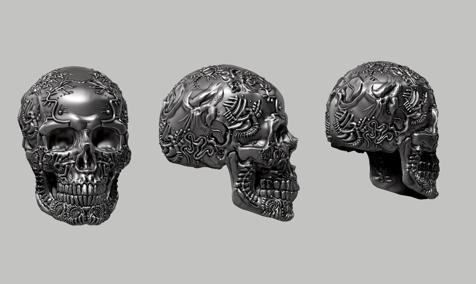 skull art design a06 3D print model_12