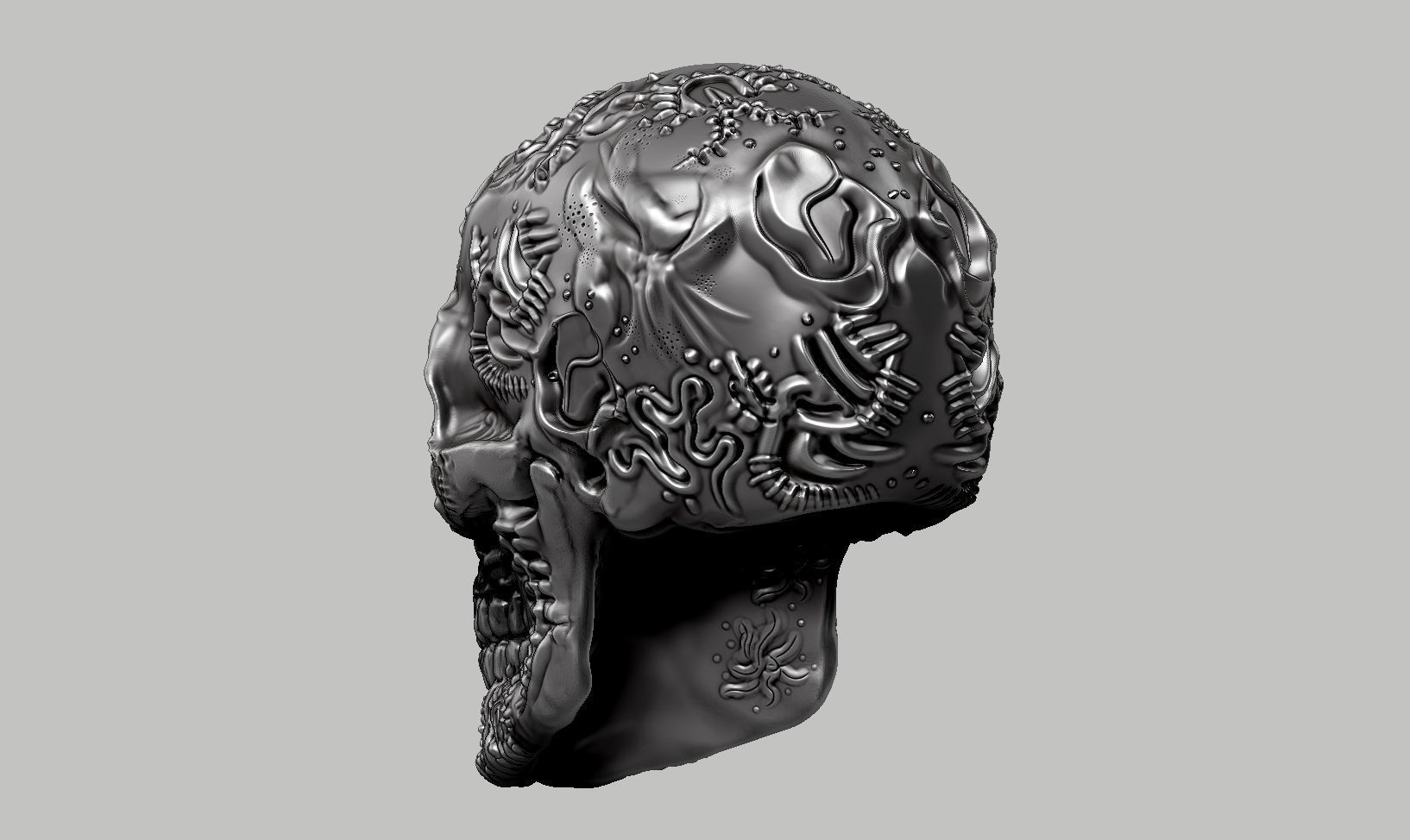 skull art design a06 3D print model_7