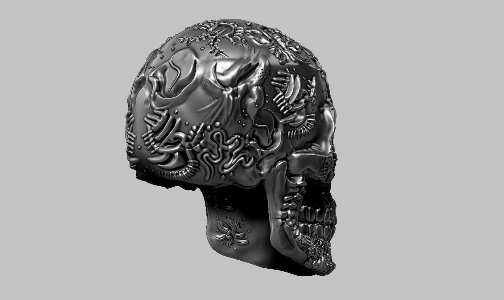 skull art design a06 3D print model_4