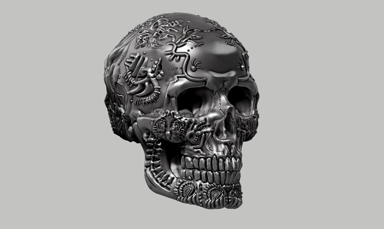 skull art design a06 3D print model_1