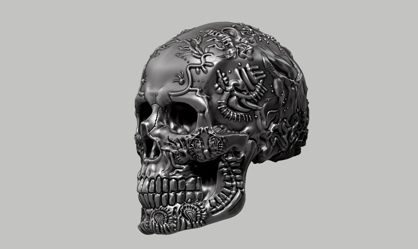 skull art design a06 3D print model_9