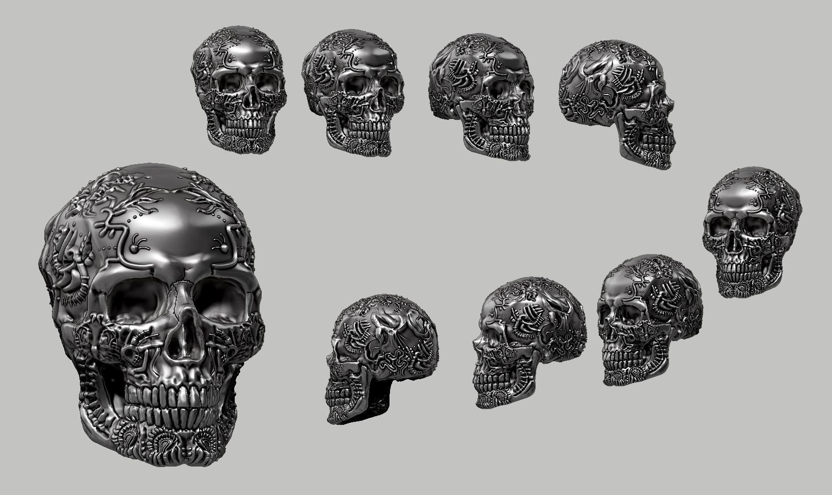 skull art design a06 3D print model_11