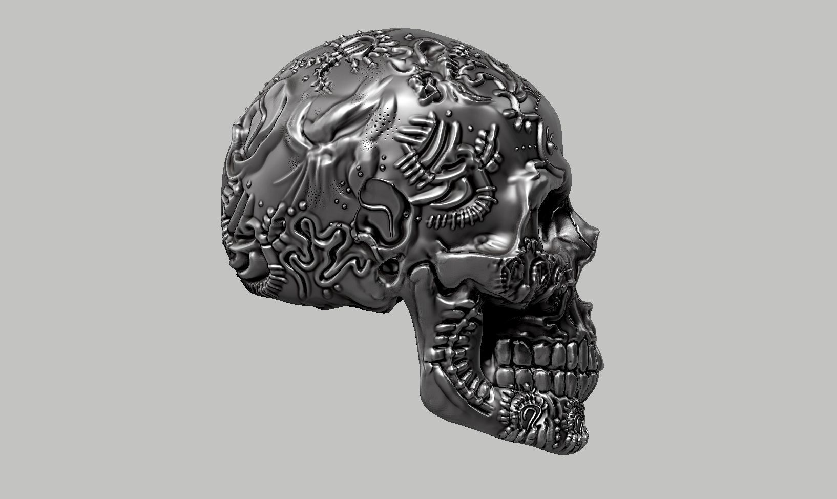 skull art design a06 3D print model_3