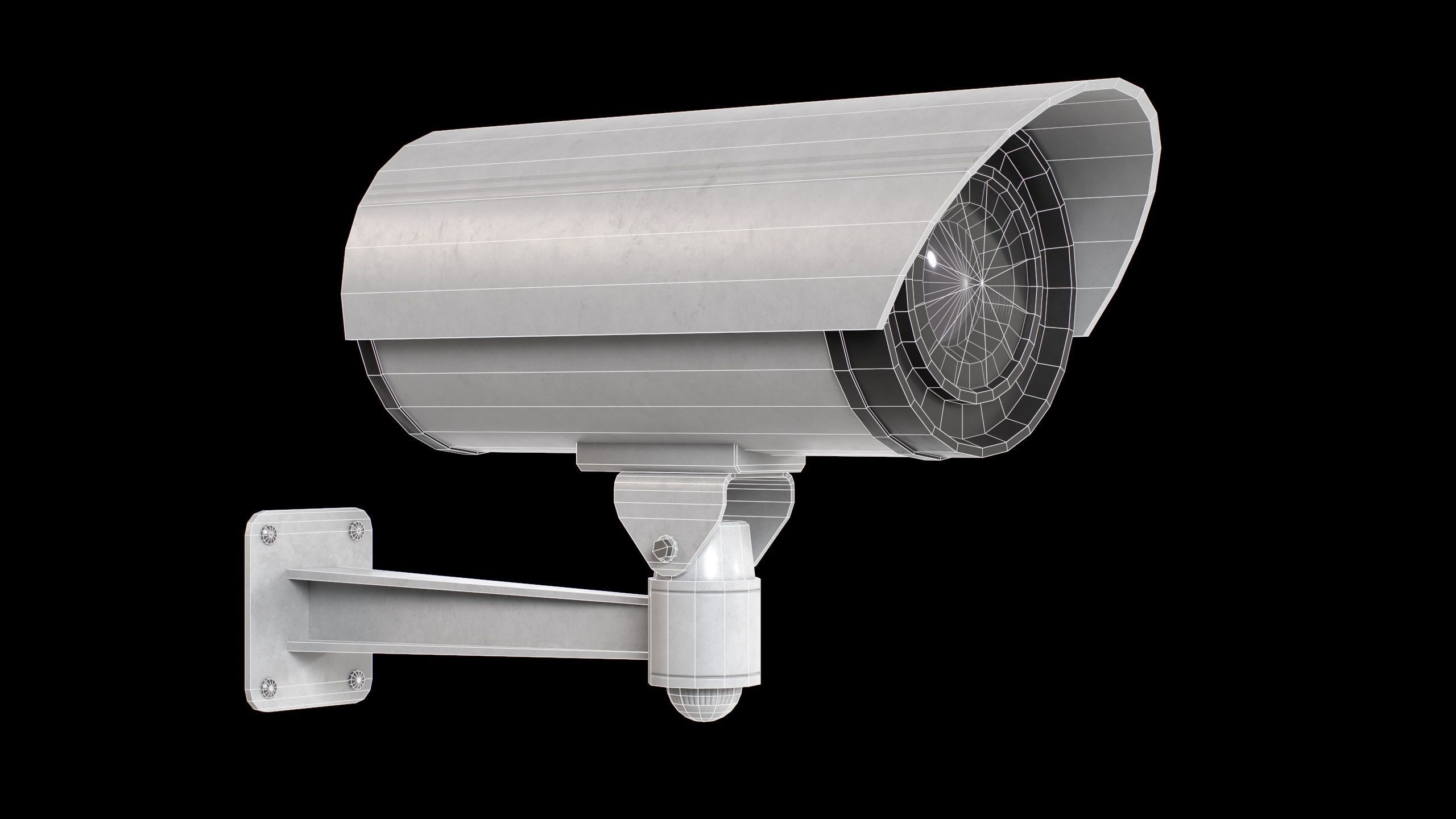 Set of 2 CCTV Cameras Low-poly 3D model_8