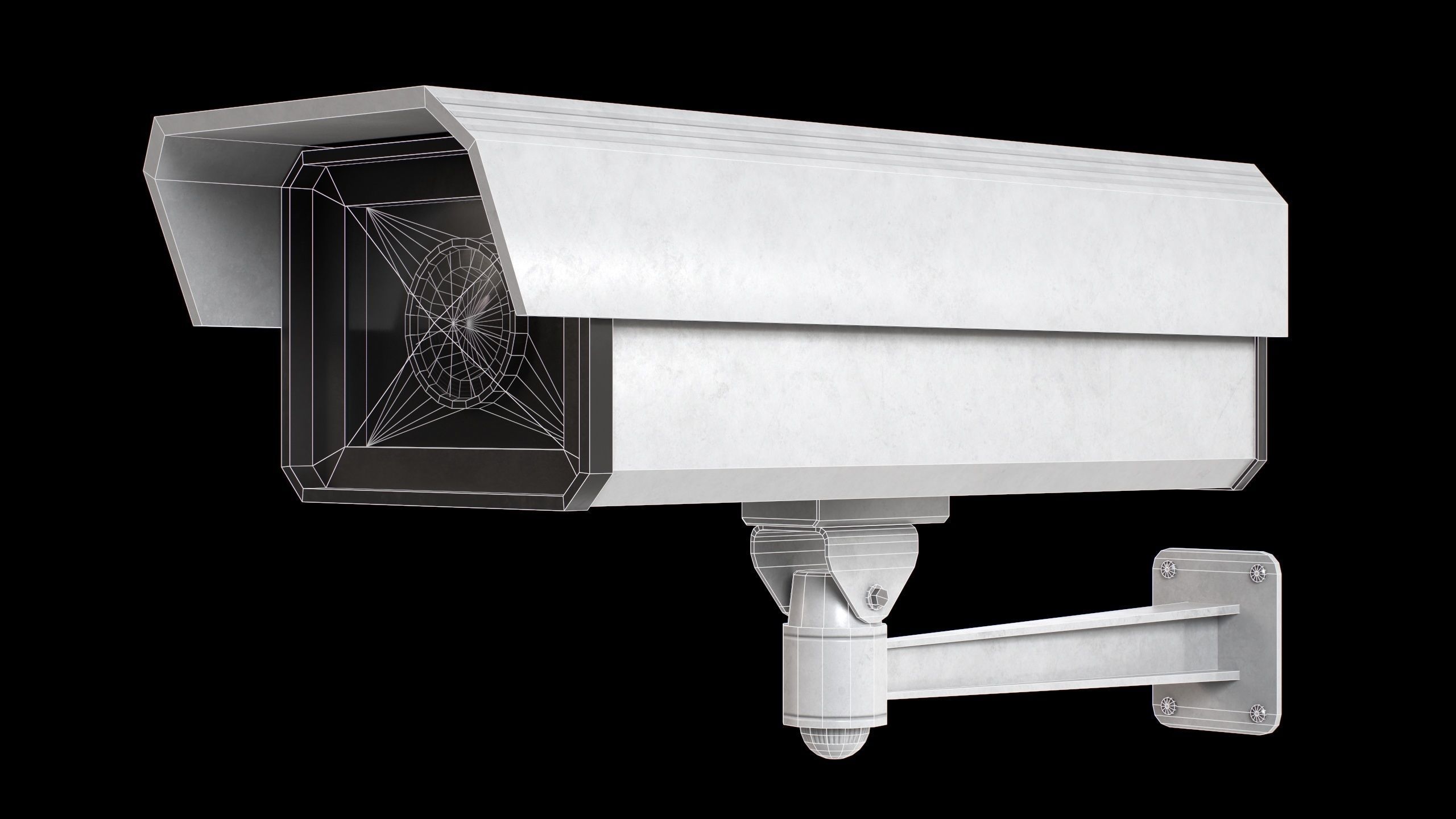Set of 2 CCTV Cameras Low-poly 3D model_14