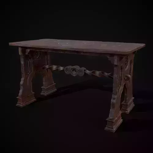 Antique Mahogany Gothic Writing Desk Low-poly 3D model