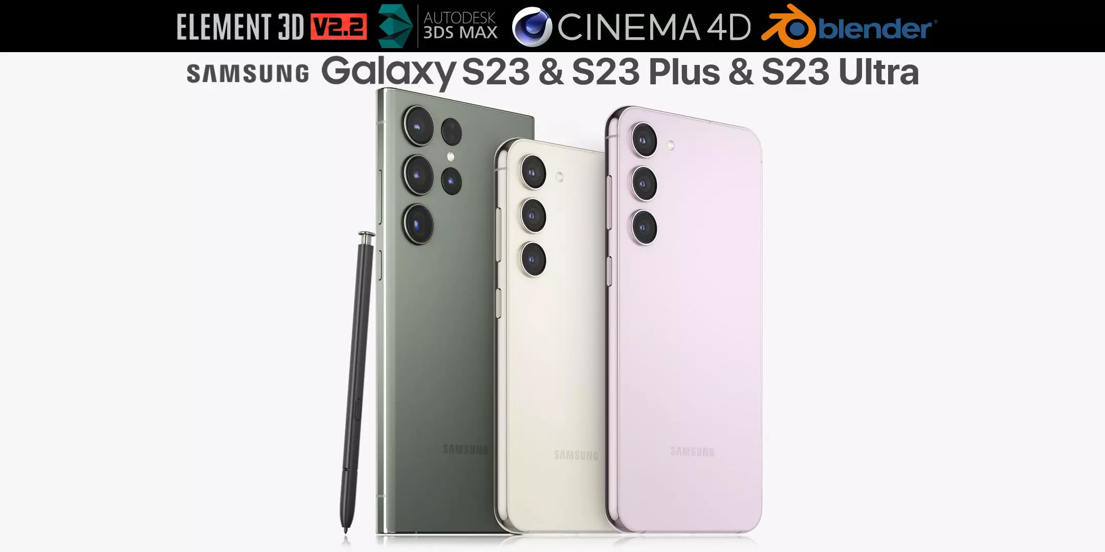 Samsung Galaxy S23 and S23 Plus and S23 Ultra 3D model_0