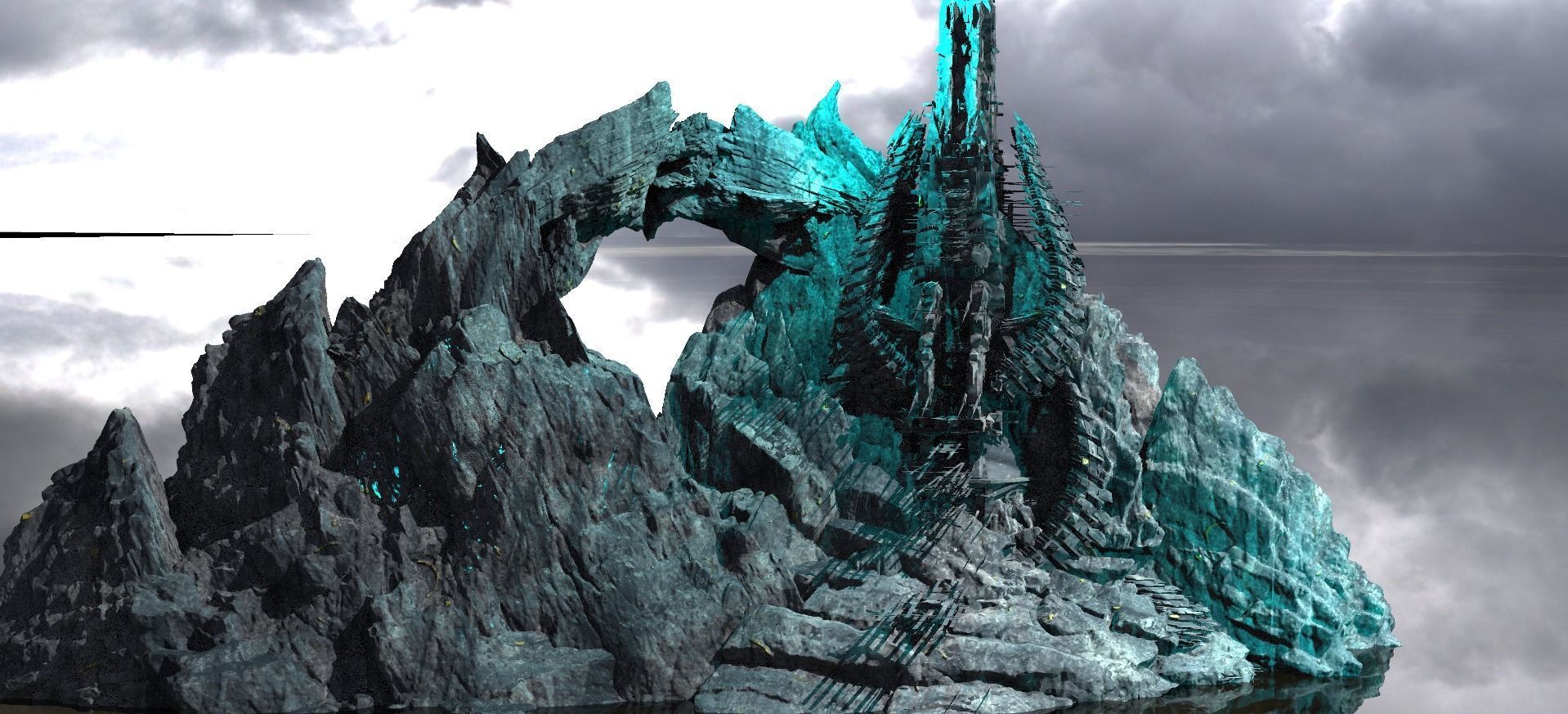Mountain Fortress Ice Castle Kit bash  3D model_1