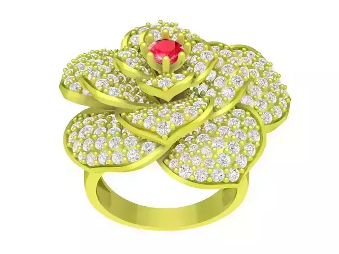 Asian Diamond Flower Ring 4243
