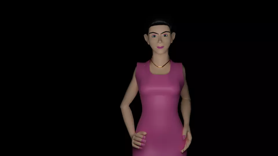 Stylish girl rigged character Free 3D model
