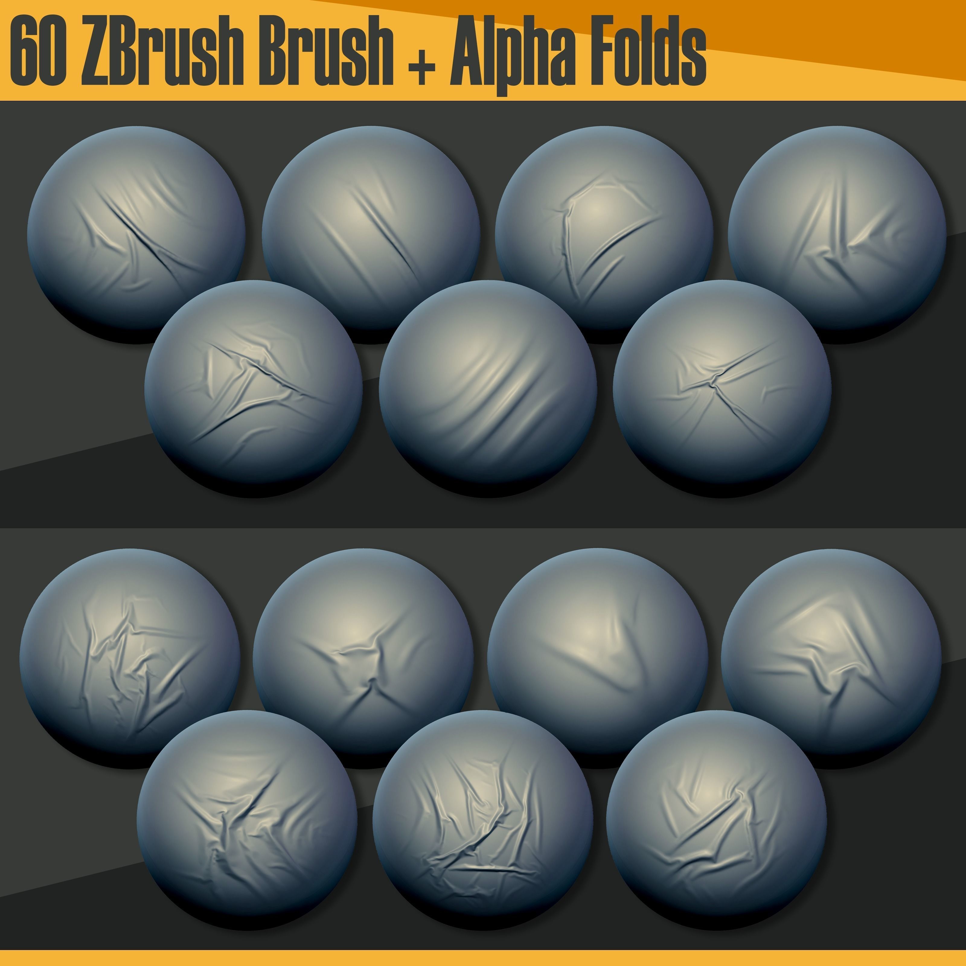 60 ZBrush Brush and  Alpha Folds 3D model_1