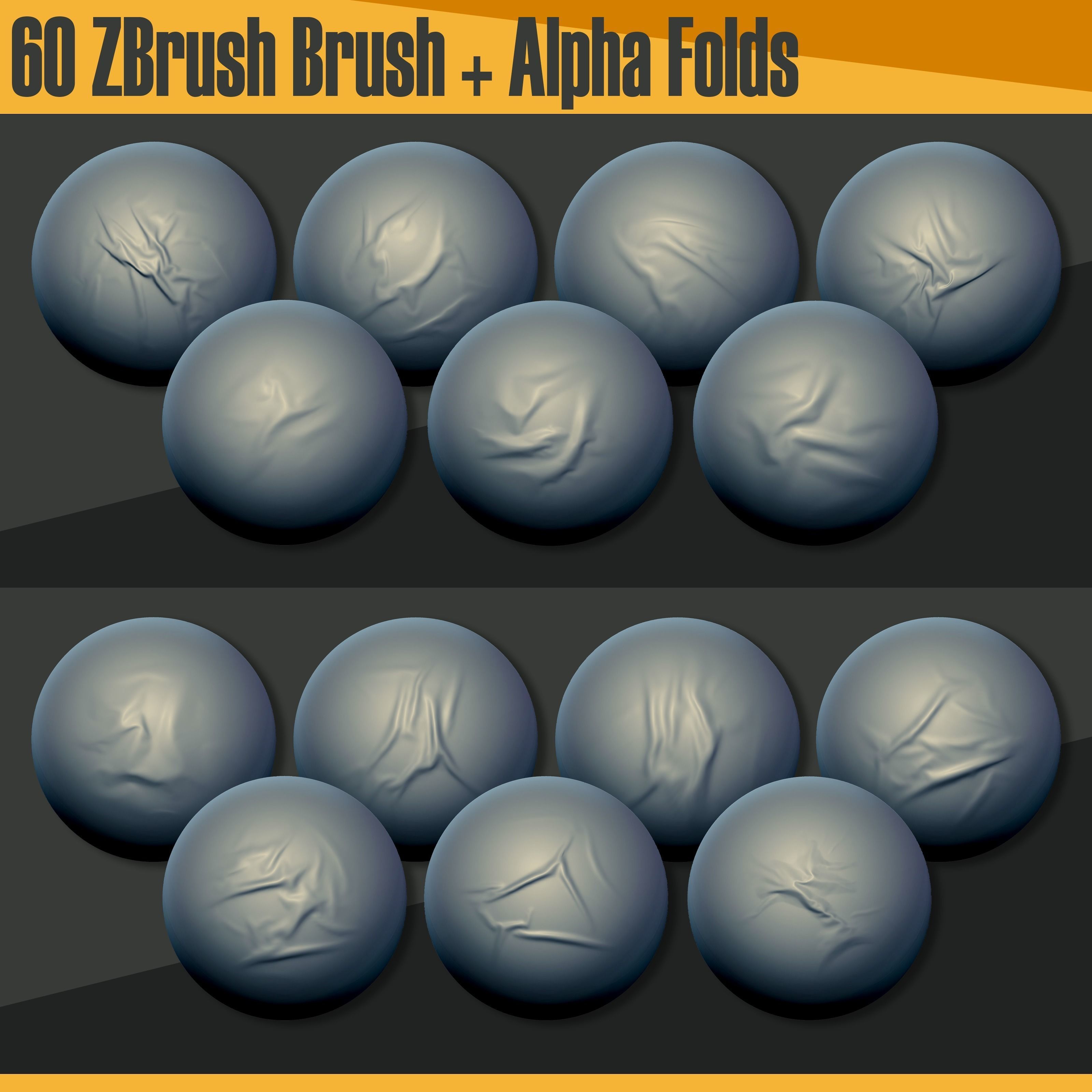 60 ZBrush Brush and  Alpha Folds 3D model_3