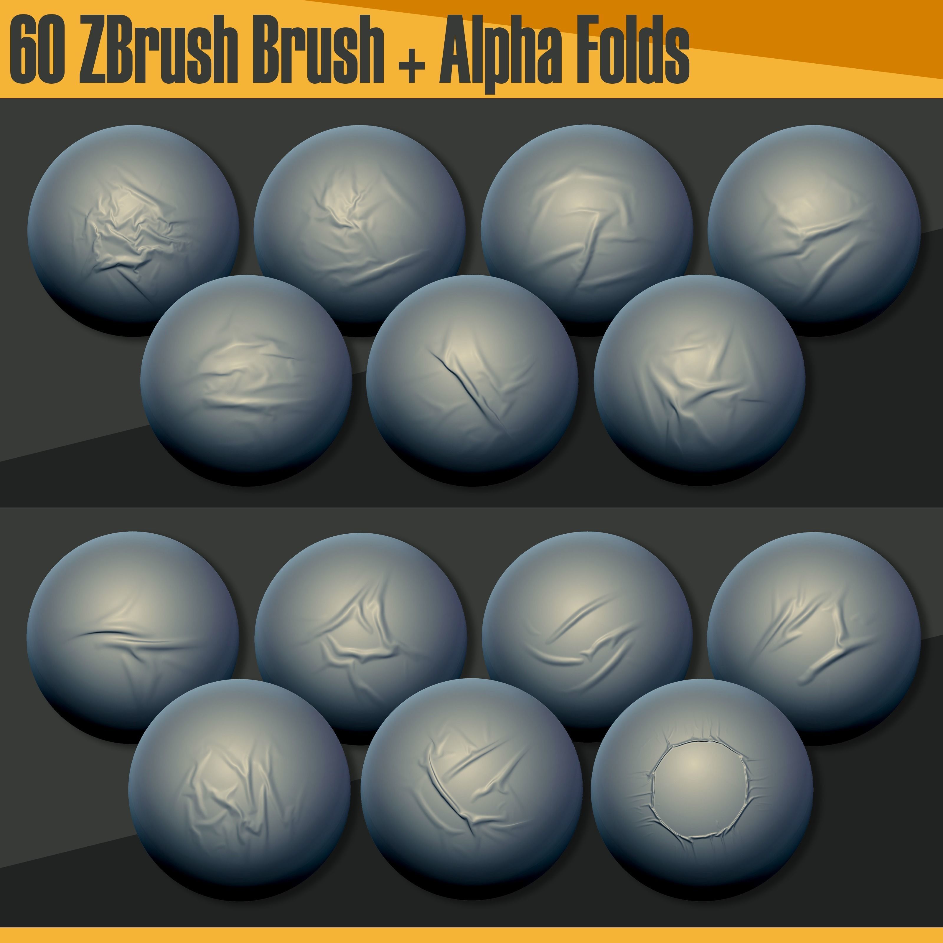 60 ZBrush Brush and  Alpha Folds 3D model_2