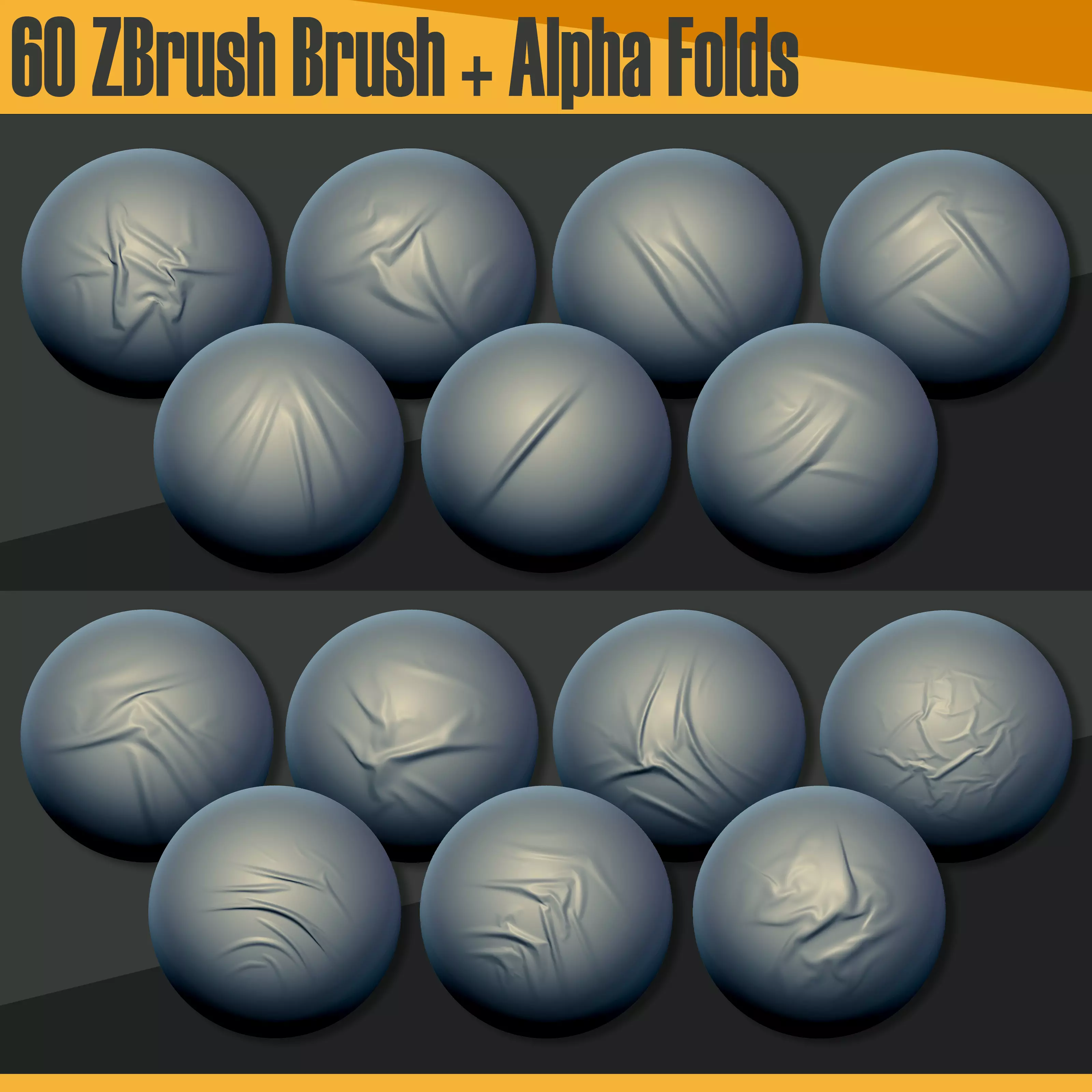 60 ZBrush Brush and  Alpha Folds 3D model_0