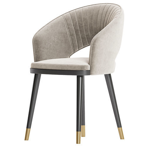 Leather Dining Chair 3D model 2