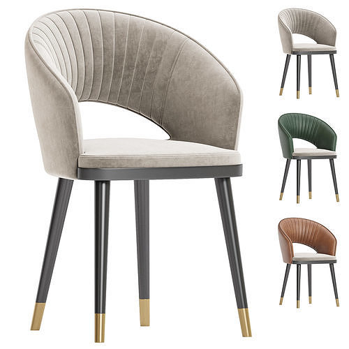 Leather Dining Chair 3D model 4