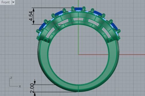 Blue 5-stone diamond ring 3347 3D print model 3D print model_5