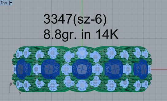 Blue 5-stone diamond ring 3347 3D print model 3D print model_4