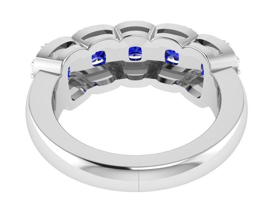 Blue 5-stone diamond ring 3347 3D print model 3D print model_3