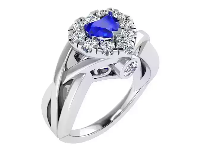 Nice blue heart ring 3348 3D print model 