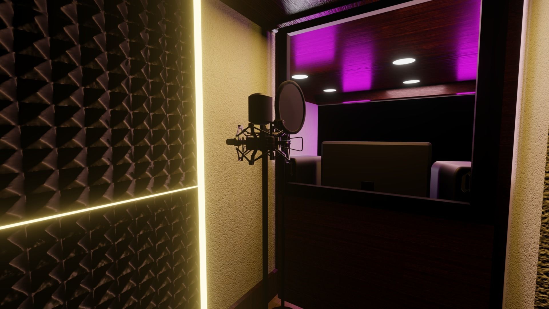 Recording Studio Music booth Low-poly 3D model_7