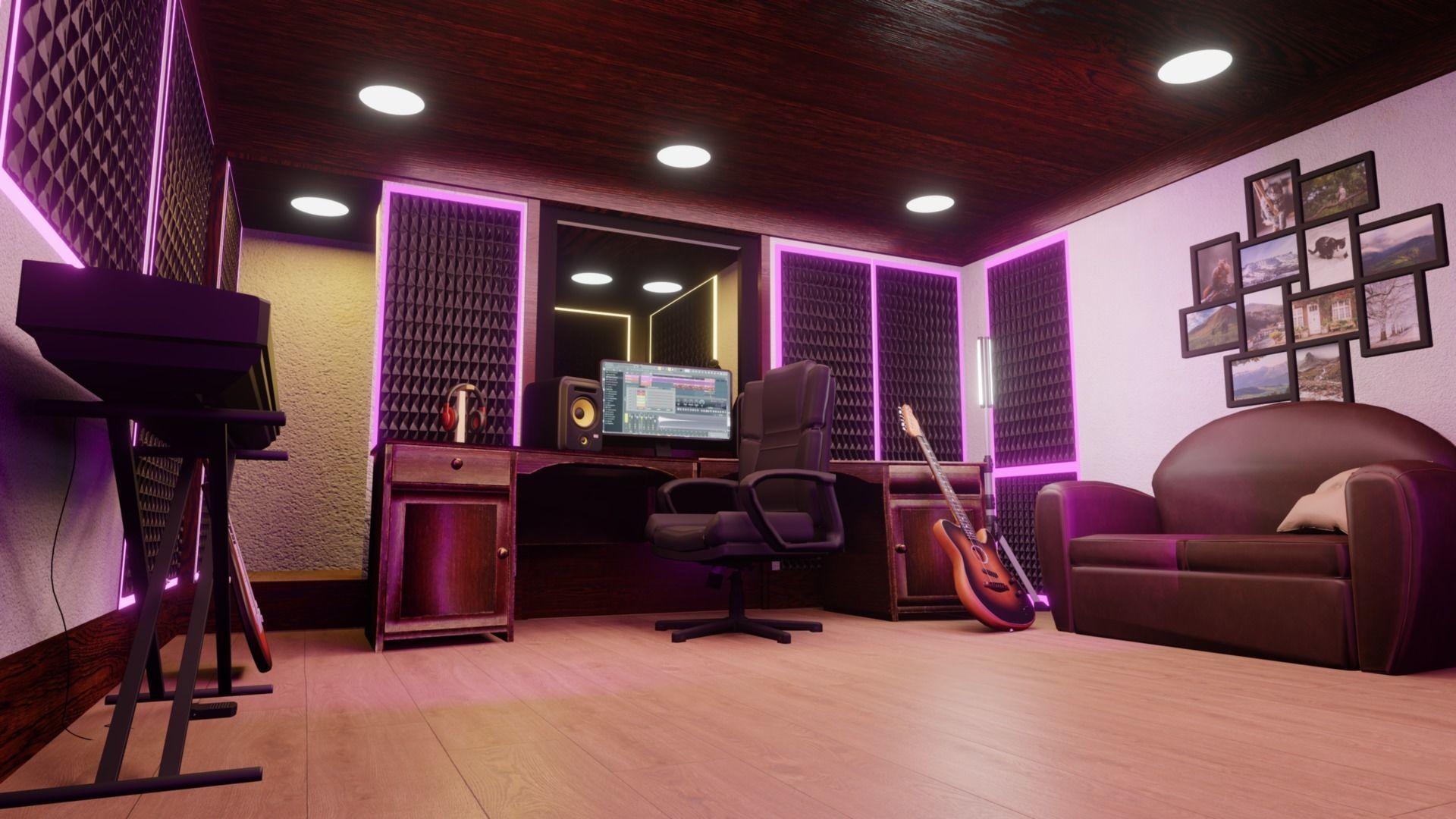 Recording Studio Music booth Low-poly 3D model_15