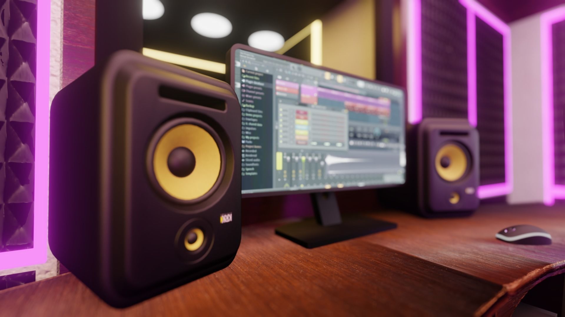 Recording Studio Music booth Low-poly 3D model_2