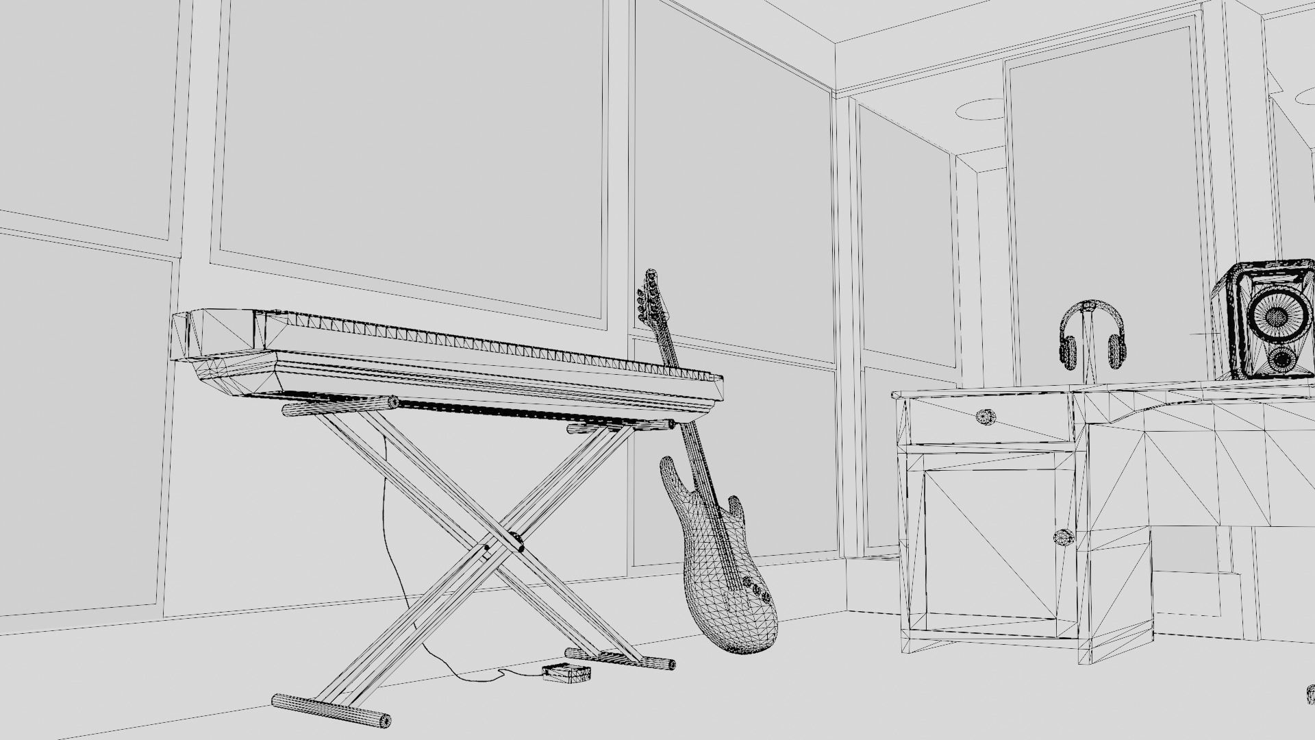 Recording Studio Music booth Low-poly 3D model_11