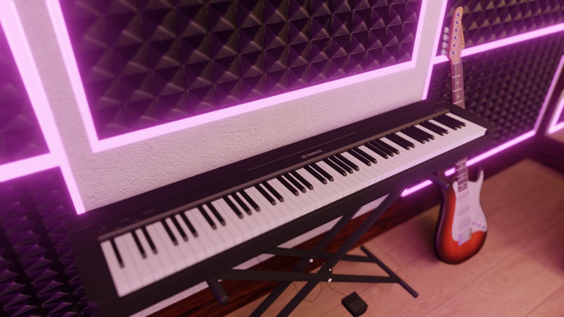 Recording Studio Music booth Low-poly 3D model_6