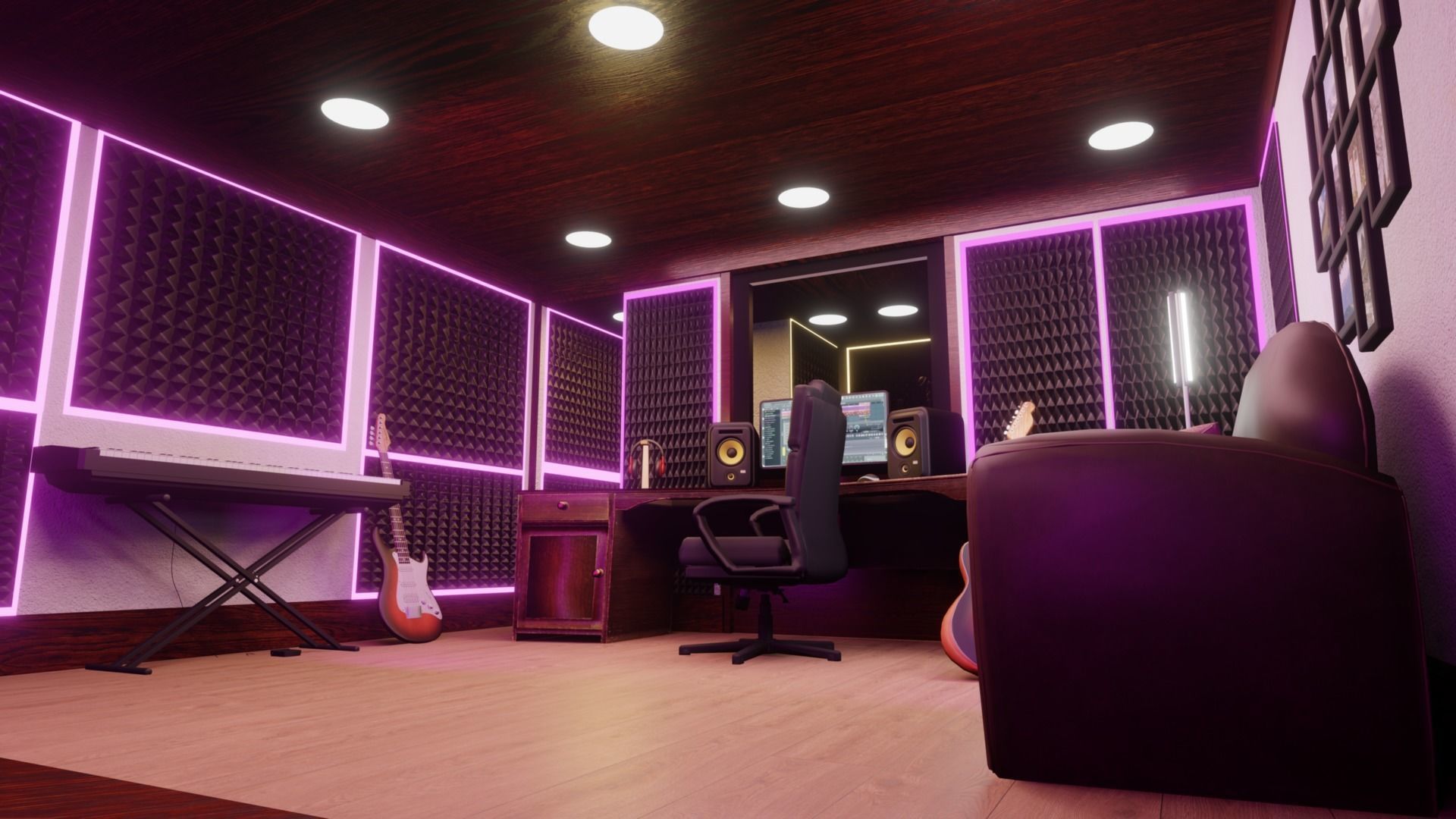 Recording Studio Music booth Low-poly 3D model_16