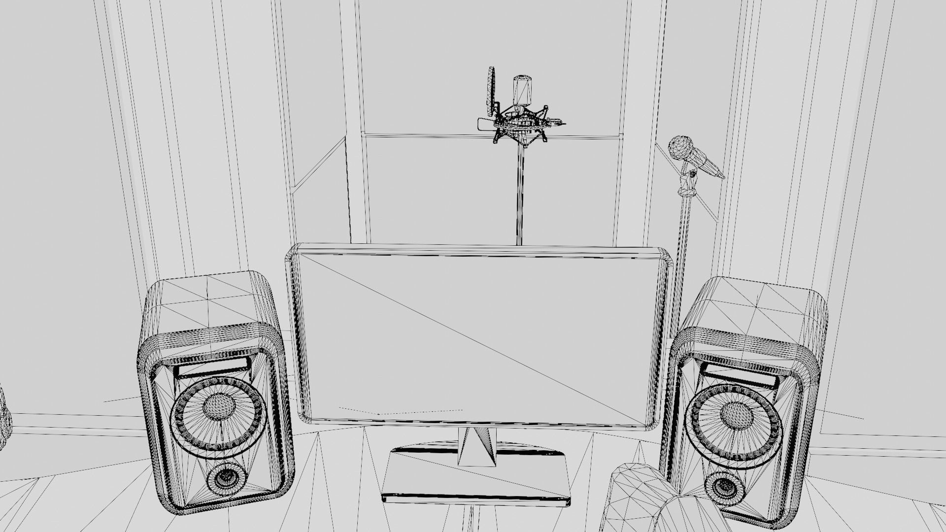 Recording Studio Music booth Low-poly 3D model_12