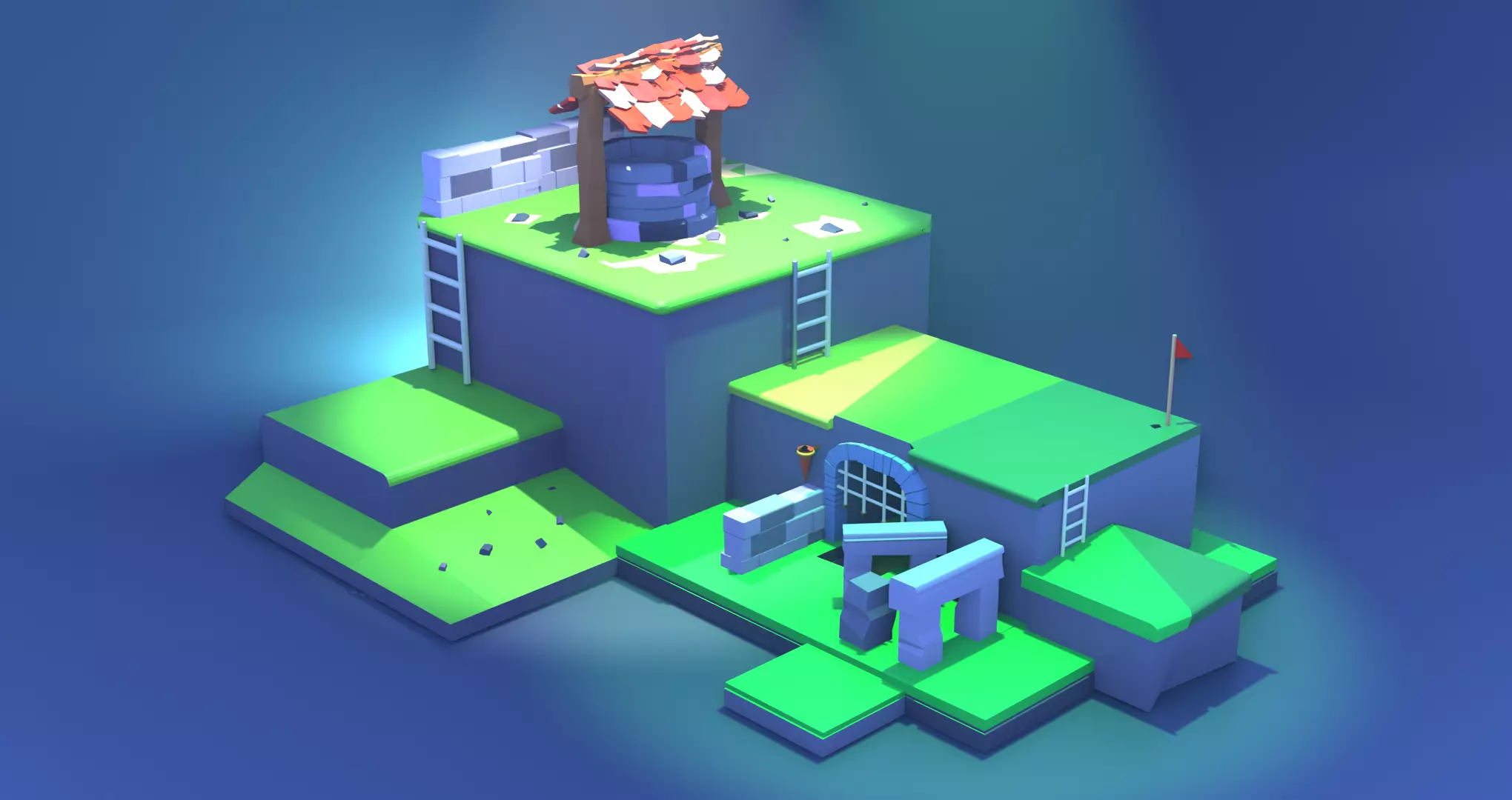 Low poly Dungeon building in game Low-poly 3D model_0