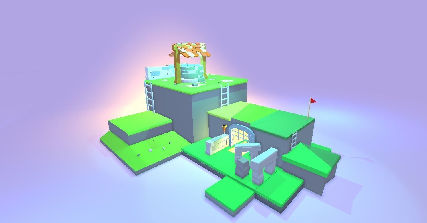 Low poly Dungeon building in game Low-poly 3D model_1
