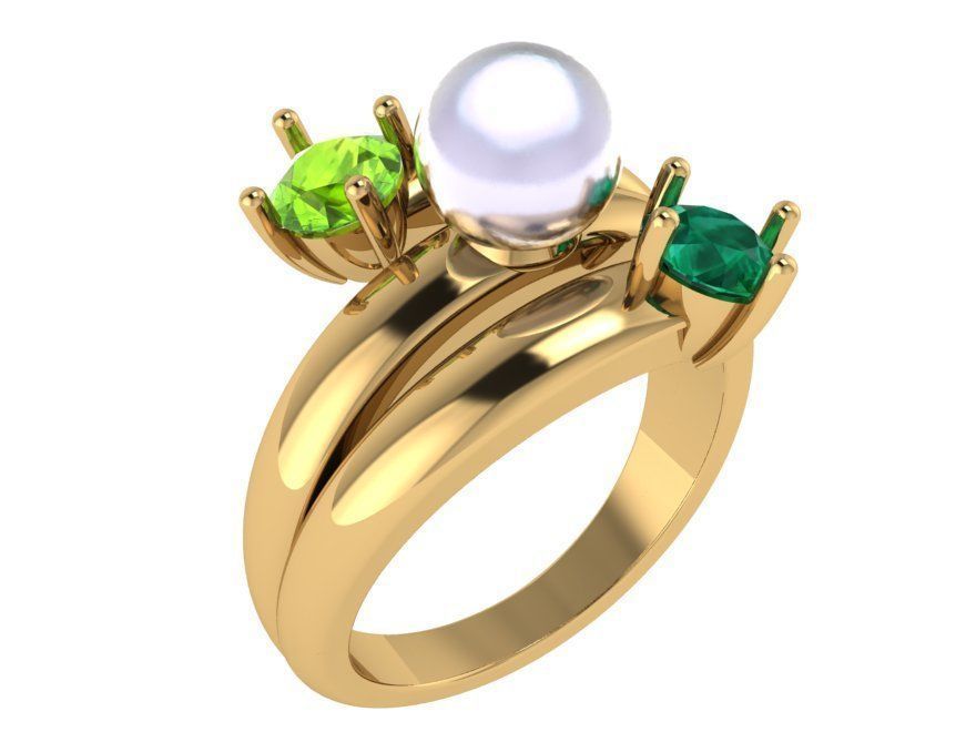 3-Stone Emerald Ring 3354 3D print model 3D print model_1