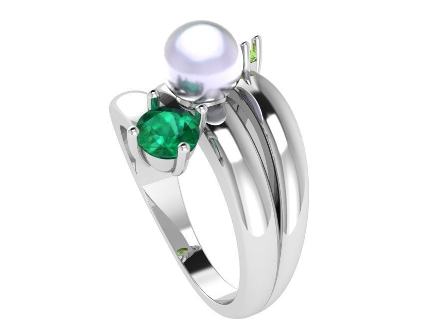 3-Stone Emerald Ring 3354 3D print model 3D print model_2