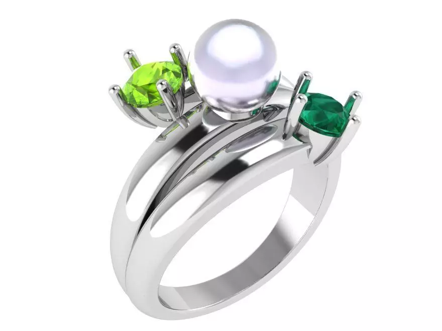 3-Stone Emerald Ring 3354 3D print model 3D print model_0