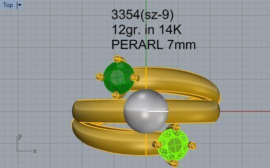 3-Stone Emerald Ring 3354 3D print model 3D print model_4